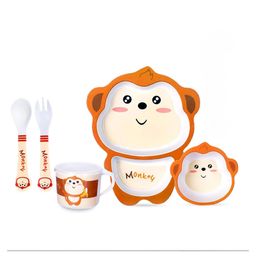 ARCADE TOYS Monkey Shape Bamboo Multi Piece Feeding Set for Kids - Multicolour-11