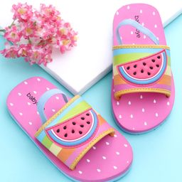 Babyoye Backstrap Closure Flip Flops With Watermelon Print - Pink-image-2