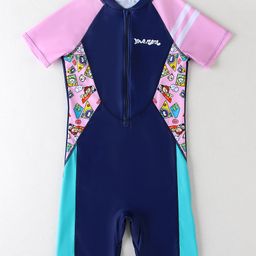 Mark & Mia Half Raglan Sleeves Legged Swimsuit with Animal Print - Pink-picture-19