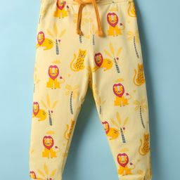 Bodycare Cotton Knit Full Length Lounge Pants with Lion Print - Yellow-image-90