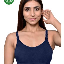 Inner Sense Organic Cotton Solid Antimicrobial Soft Feeding Bra - Navy Blue-picture-33