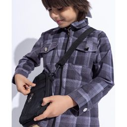 Taffykids Corduroy Full Sleeves Checked Shirt - Grey-picture-13