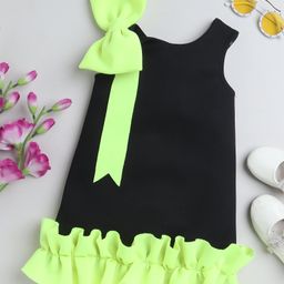 TINY MINY MEE Sleeveless Ruffle & Bow Applique Detailed Dress - Black-image-97