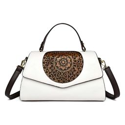 SYGA Women Elegant Retro Handbag Large Capacity Cover-Style Shoulder Bag (White)-picture-40