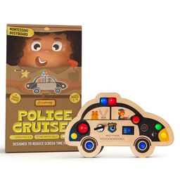 Clapstore Toys Montessori Police Cruiser Busy Board with LED Light Switches, Wooden Car Sensory Toy for Toddlers 1-6 Years, Travel-Friendly Montessori Toy for Boys & Girls-image-16
