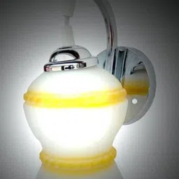 Somil Premium Designer Glass Wall / Night Lamp Elegant & Stylish Dcor Accent for Modern Interiors, color, Yellow, White, Size:- 19.5 X 23.5 X 27.5 CM-74