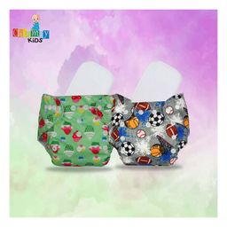 chinmay kids Chinmay Cute Prints Freesize Reusable Washable Adjustable Snap Buttons Cloth Diaper With Wet Free Insert Pads Pack Of 2 (Color & Print May Vary) image 2
