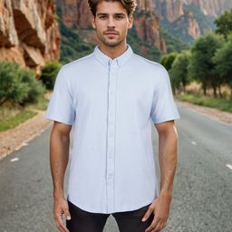 Celio Classic Button-Down Collar Short Sleeves Cotton Shirt-image-42
