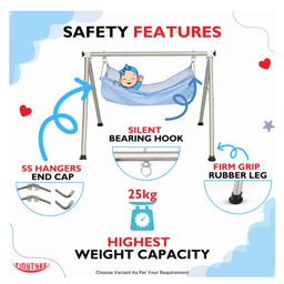 tiny tyke TinyTyke-Manual Baby Cradle Round Pipe - Fully Foldable | Simple Hammock | Blue image 4