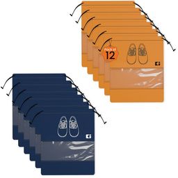 Kuber Industries Navy Blue & Orange Coloured 12 Pieces Printed Non-Woven Shoe Cover Bags-49
