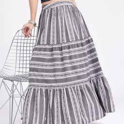 glitchez Women Woven Striped Tiered Skirt-picture-45