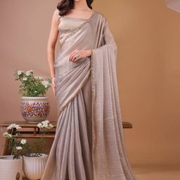 Sanwariya Women Solid Silk Beads and Stones Silk Blend Saree-image-63