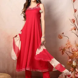 Stylum Women Gotta Patti Lace Frills Bows and Ruffles Crepe Kurta-image-3