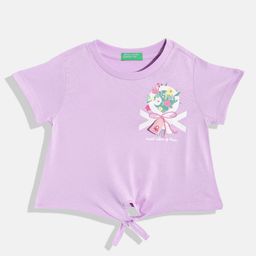 United Colors of Benetton Girls Brand Logo & Floral Print Pure Cotton Top-picture-58