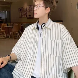 StyleCast Men Standard Oversized Fit Spread Collar Vertical Striped Casual Shirt-image-54