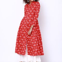Vishudh Women Red & White Printed Anarkali Kurta-image-19