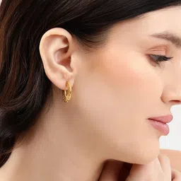 DressBerry Gold-Plated Circular Half Hoop Earrings-5
