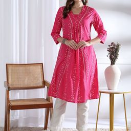 Label Ceres Women Floral Embroidered A-Line Calf Length Kurtas-image-72