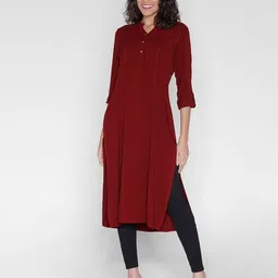 IDENTITI Women Maroon Solid Kurta-picture-13
