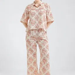 I like me Floral Printed Shirt Collar Neck Shirt With Palazzos Co-Ords-image-42