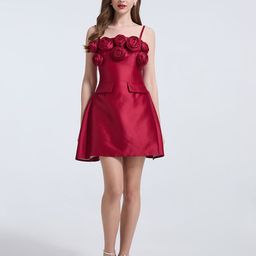 JC Collection Women Shoulder Straps Applique Fit & Flare Mini Dress-image-9