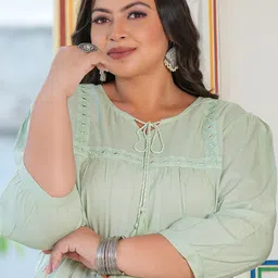 IKRASS Plus Size Tie-Up Neck Top-picture-5