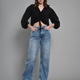 IZEL Women Cotton Slash Knee Heavy Fade Jeans-image-25