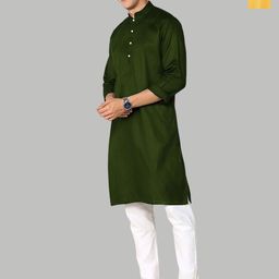 PulseIQ Men Regular Pure Cotton Kurta with Trousers-42