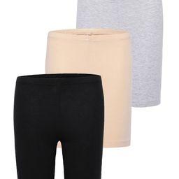 Charm n Cherish Pack Of 3 Solid Cycling Shorts - Grey Black & Beige-image-96