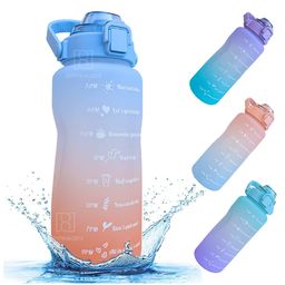 Spanker Spirit Motivational Water Bottle Gallon with Time Marker Large Capacity Leakproof BPA Free Fitness Sports Water Bottle Blue Orange Sstp -  2000 ml-image-94