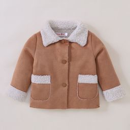 Kookie Kids Full Sleeves Solid Colored Jacket with Pockets - Brown-image-41
