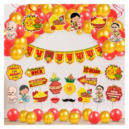 Zyozi  Rice Ceremony Decorations Items Annaprashan Decorations Red & Gold - Pack of 50-image-65