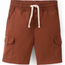 Pine Kids Cotton Elasticated Above Knee Length Solid Colour Shorts - Brown-image-40