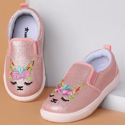 Cute Walk by Babyhug Unicorn Embroidered Slip On Casual Shoes - Pink-image-56