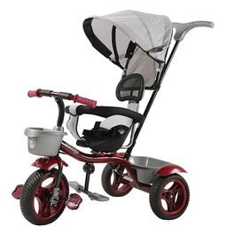 JoyRide Baby BikePRO MAX Rotating Seat Tricycle with Dual Storage Basket & Foldable Canopy, Parental Handle - Footrest - Backrest-Safety Harness for Kids Tricycle - Maroon-image-88