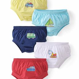 Doodle Poodle 100% Cotton Knit Briefs Truck & BoatPrint Pack of 5 - Multicolour-image-26