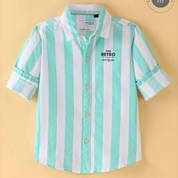 Ruff Poplin Full Sleeves Striped Shirt - Mint-image-12