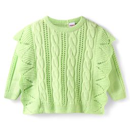 Babyhug Knitted Full Sleeves Sweater with Cable Knit Design & Crochet Detailing - Lime Green-image-85