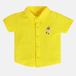 MINI KLUB Cotton Half Sleeves Abstract Patch Detailed Shirt - Yellow-image-55