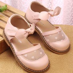 Babyoye Velcro Closure Solid Coloured Ballerina With Bow Applique - Pink-image-71