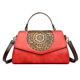 SYGA Women Elegant Retro Handbag Large Capacity Cover-Style Shoulder Bag (Red)-picture-28
