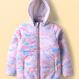 Pine Kids Woven Full Sleeves Hooded Padded Jacket with Camouflage Print & Pocket - Pink-picture-43