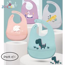 Kidcup Adjustable Snap Button Bib With Crumb Catcher (Colour & Design May Vary)-1