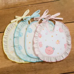 Badal Kidz Premium Imported Knot Frill Baby Bibs - Super Soft, Large Size, Cute Designs (Set of 4)-picture-36