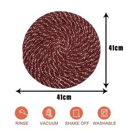 Kuber Industries Maroon Round Stain Resistant Table Placemats image 4