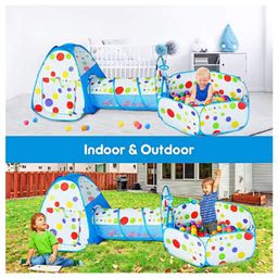 FunBlast 3 in 1 Colorful Rainbow Tunnel Ball Pool for Kids (Ball Not Included)- Multicolour image 2