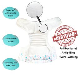 Dumbledo Premium WhiteShape Free Size Leak proof Washable Unisex Reusable Cloth Diaper With 6-layer Black Insert - White image 2