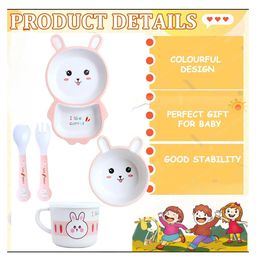 ARCADE TOYS Rabbit Shape Bamboo Multi Piece Feeding Set for Kids(Set of 5) - Multicolour image 2