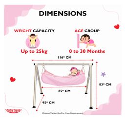 tiny tyke TinyTyke-Manual Baby Cradle Round Pipe - Fully Foldable | Simple Hammock | Pink image 3