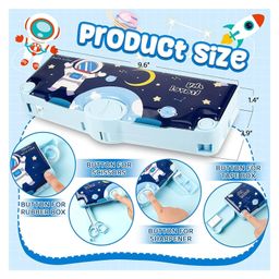Magicwand Plastic Button Operated Multi-Layer Multi-Functional Space Magnetic Pencil Box For Kids With Automatic Buttons, Pack Of 1 - Multicolor image 3